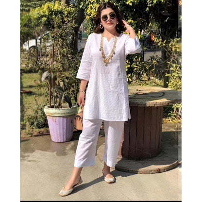 ✨Ženski novi proljetno/ljetni jednobojni elegantni dvodijelni set dugih rukava u etničkom stilu za 2026. [40-100 kg]