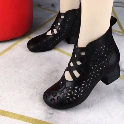 💕【35-41】Damskie, nagie, skórzane, codzienne buty na wysokim obcasie