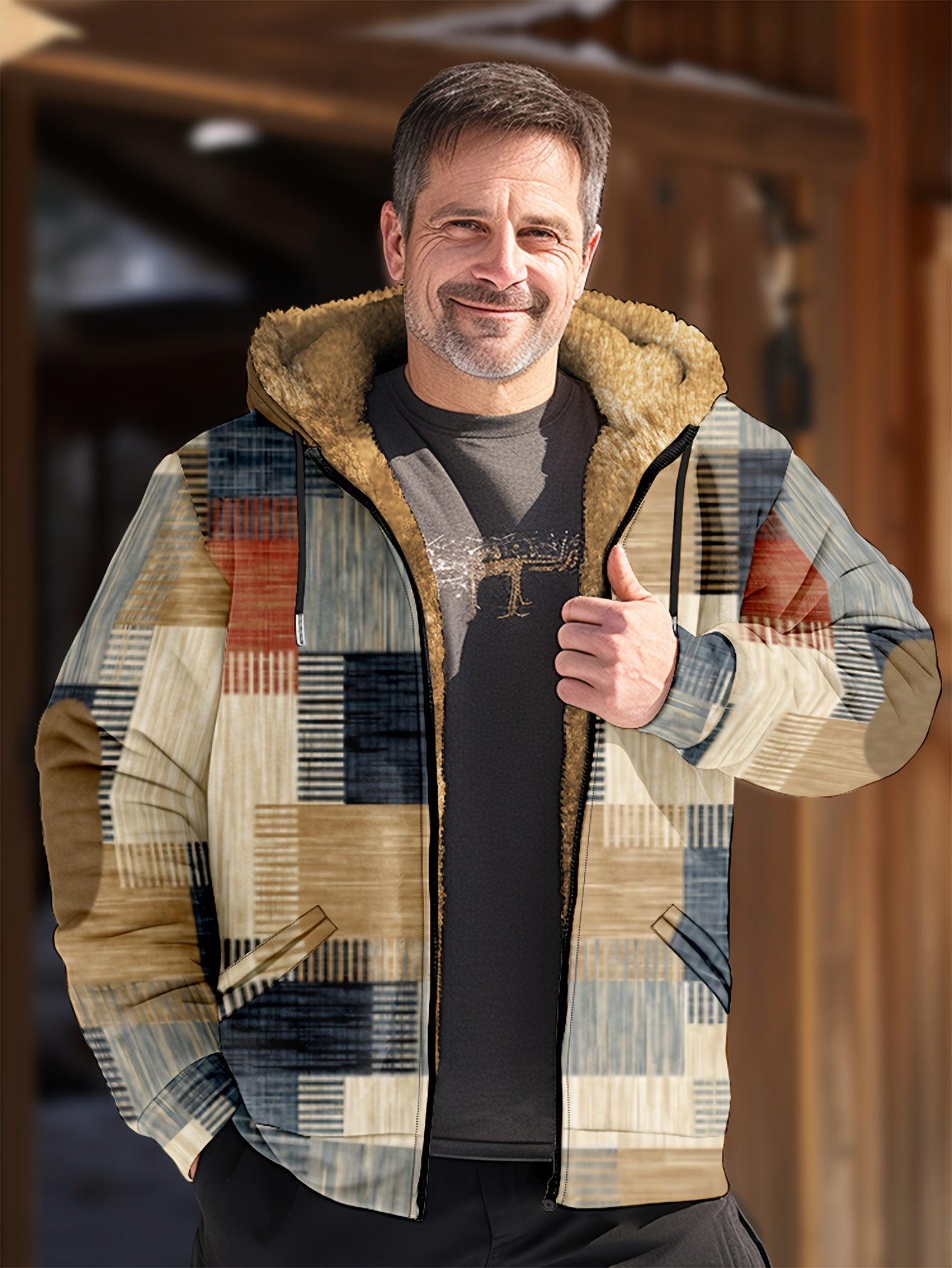 ✨👔【Plačilo ob dostavi】【S-4XL】Jesensko/zimska moška debela žametna jakna s toplo volneno kapo