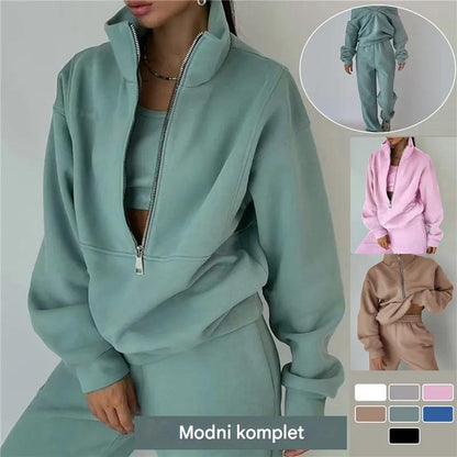 ✨Plačilo ob dostavi ✅【S-5XL】Ženski dvodelni komplet iz ojačane jope in trenirk, oblačila za prosti čas