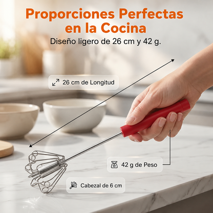 🥳Compra 1 y llévate 1 gratis💪 ¡50% de descuento! Batidor de huevos manual semiautomático: presiona y gira, sin electricidad. Bate huevos y nata en segundos. ¡Cuida tus muñecas! ✨🧁