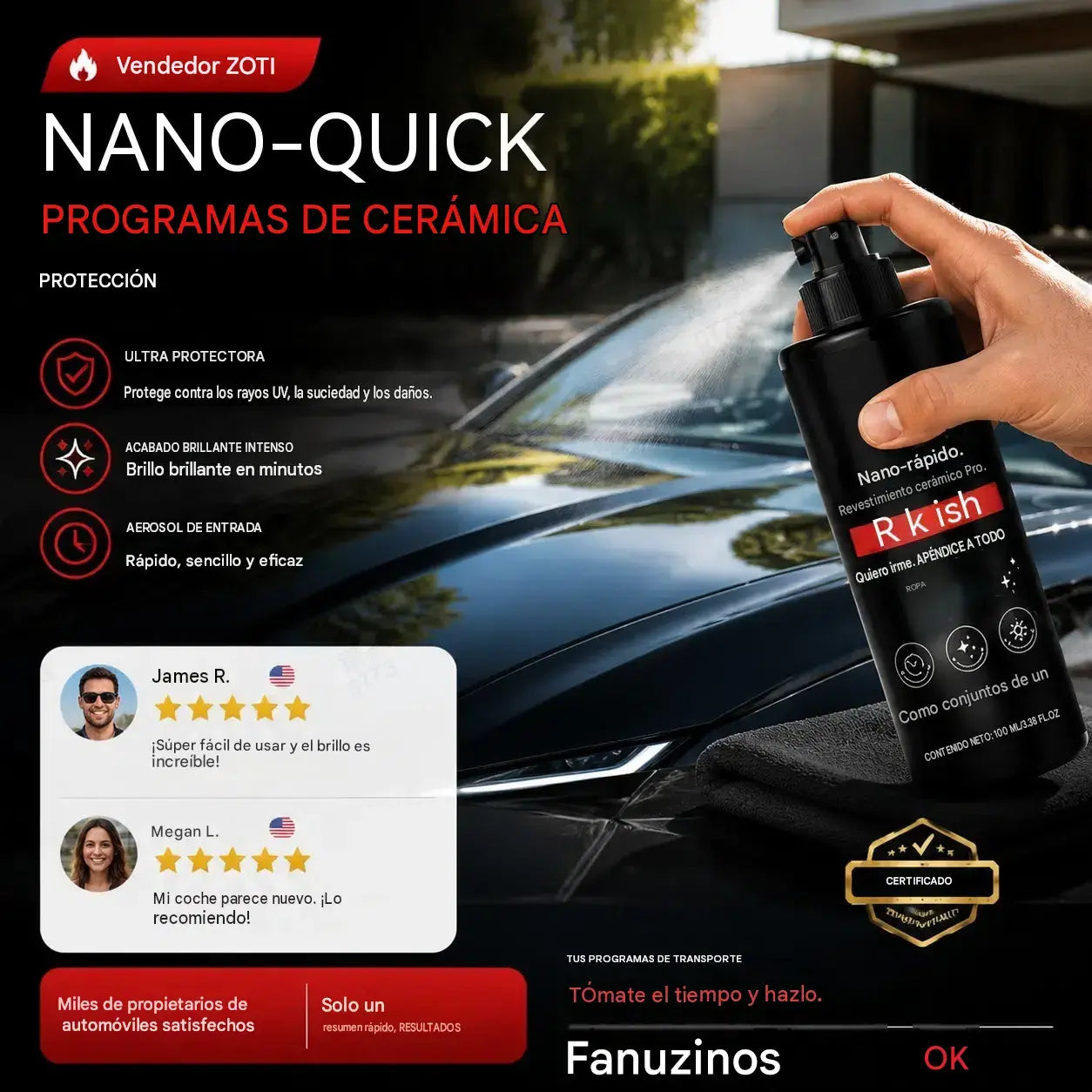 🚗 🏆 Spray para el cuidado del coche: brillo instantáneo, protección completa, no deja marcas ✨🧼💦