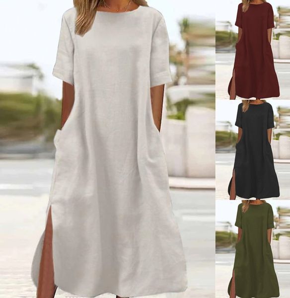 💃 Отстъпка -49%🔥【M-5XL】🌷✨Нова пролетна семпла дамска дълга рокля, свободна кройка