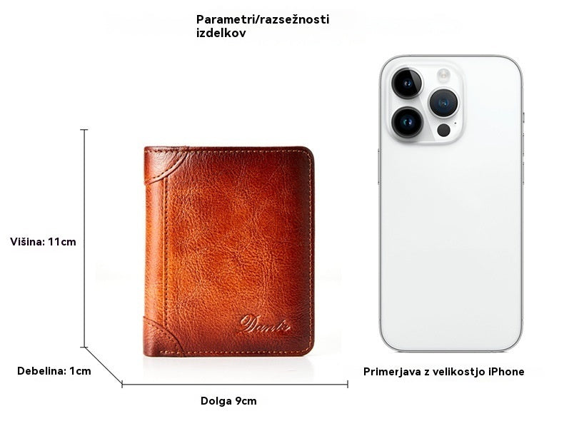 🎁 Moška usnjena denarnica iz pravega govejega usnja - RFID zaščita in eleganten dizajn