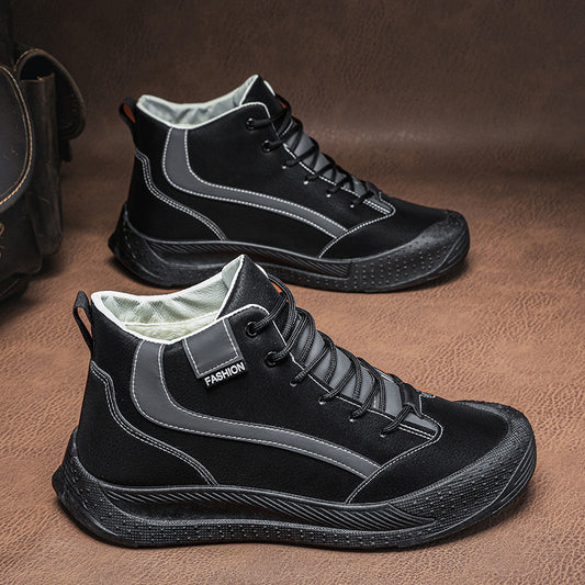 ✨49% zniżki – Męskie aksamitne buty outdoorowe, antypoślizgowe i wygodne, codzienne, wysokie, ze skóry wodoodpornej