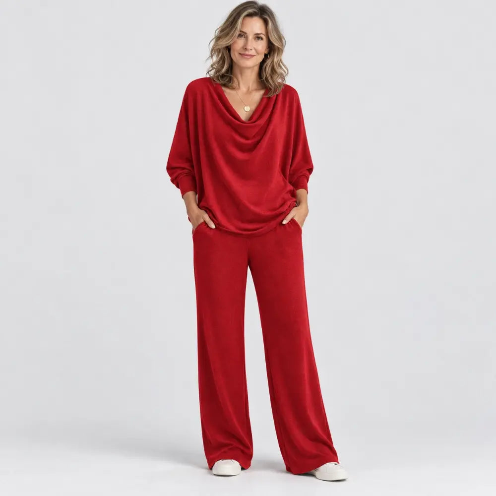 【S-3XL】Elegancki dwuczęściowy komplet: welurowa góra + spodnie w stylu casual