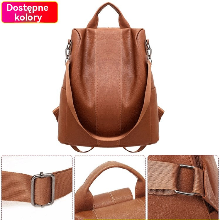 🎒💖Stylowy, wielofunkcyjny plecak damski wykonany z miękkiej skóry - można nosić na jednym lub na obu ramionach