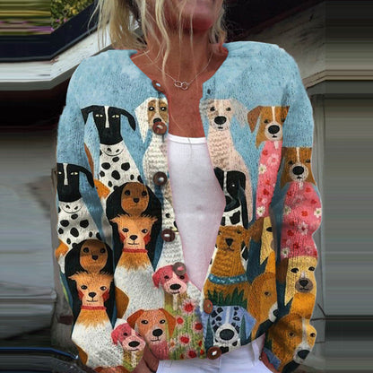 🔥🌷【50% zniżki✨】【S-5XL】Nowy zimowy damski sweter kardigan w stylu retro z eleganckim nadrukiem