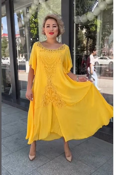 【S-5XL】👗2025 Damska luźna koronkowa sukienka w dużych rozmiarach, elegancka i piękna