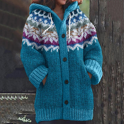 🔥✨【50% отстъпка🎉】【S-5XL】Ново есенно/зимно елегантно цветно ретро яке с качулка