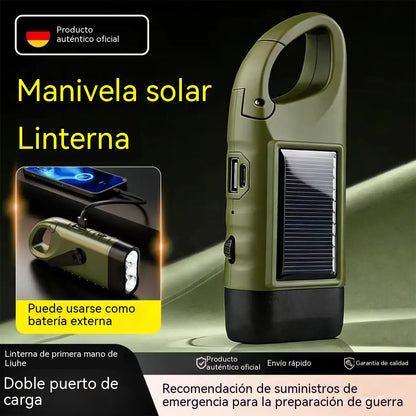 【50% de descuento 🔥】⚡Linterna de panel solar con carga manual: ¡generador portátil ideal para emergencias y aventuras!
