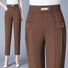 【S-4XL】🔥🔥Nowe wysokiej jakości proste spodnie, swobodne letnie spodnie wierzchnie, proste, dopasowane spodnie z wysokim stanem-3950371