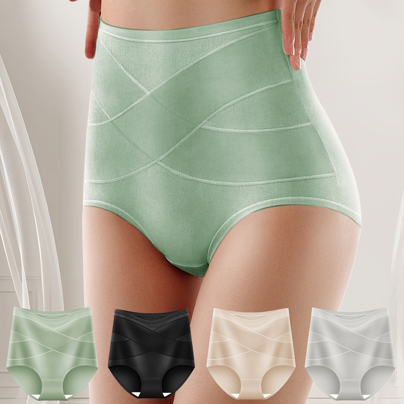 🎁【5 piezas】🔥Braguitas sin costuras de talle alto, cómodas y transpirables, elásticas y transpirables.✅️Pago contra entrega
