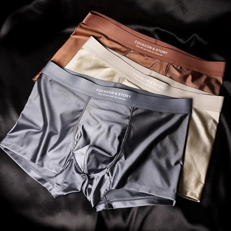 🔥😎【Zľava 50%】Pánske boxerky 10A s antibakteriálnym rozkrokom, priedušné, mäkké, bezšvové spodné prádlo z ľadového hodvábu, luxusné saténové spodné prádlo