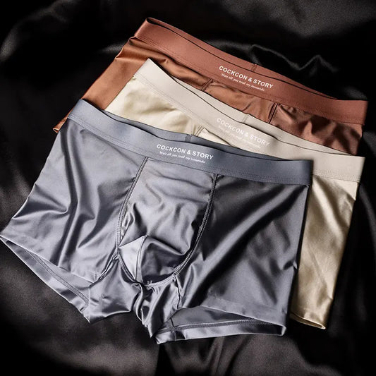 🔥😎【Zľava 50%】Pánske boxerky 10A s antibakteriálnym rozkrokom, priedušné, mäkké, bezšvové spodné prádlo z ľadového hodvábu, luxusné saténové spodné prádlo