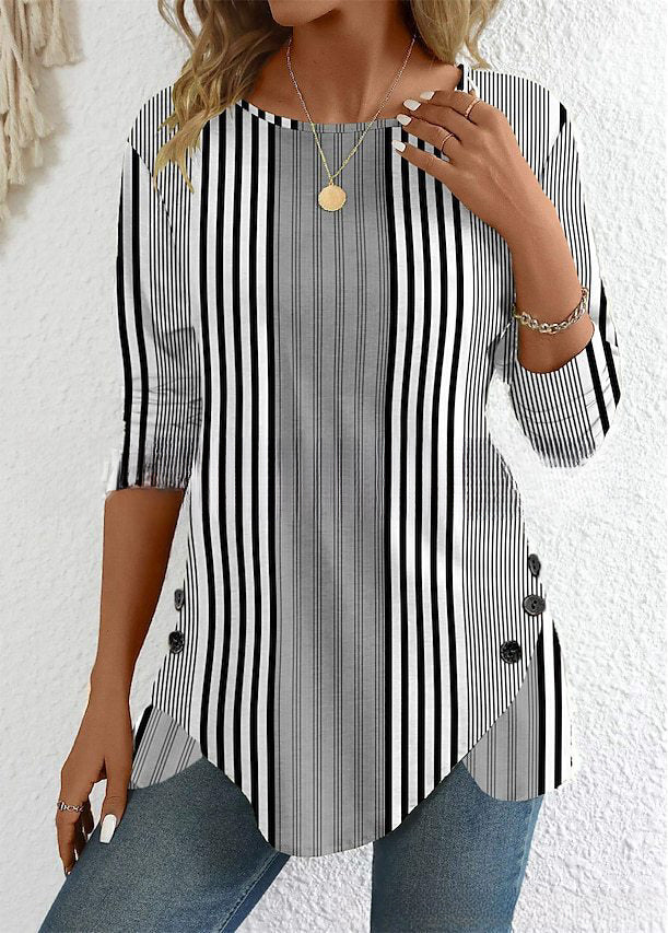 ✨🔥【Ograniczona ilość】【S-5XL】2026 Nowa wiosenna, modna, swobodna, drukowana koszula damska w paski