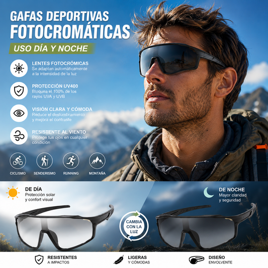 🏃‍♂️ ¡Oferta especial! 🚴‍♀️ Gafas deportivas fotosensibles para hombres y mujeres.✅️Pago contra entrega