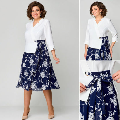 💃【S-5XL】Vestido nuevo 2026 azul y blanco fresco 💃 Vestido de gasa de alta calidad para mujer elegante