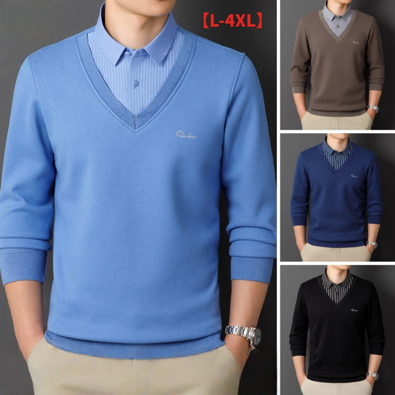 ✈️Oferta specjalna🔥【Kup jeden, a drugi dostaniesz gratis】Męska ciepła i ocieplana bluzka z kołnierzykiem z polaru【L-4XL】