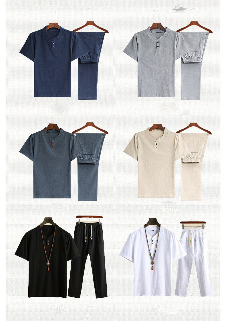 🥼👖【M-5XL】【Topy + Spodnie】Nowy modny, swobodny męski dwuczęściowy garnitur✅Luźny✅Wygodny✅Oddychający
