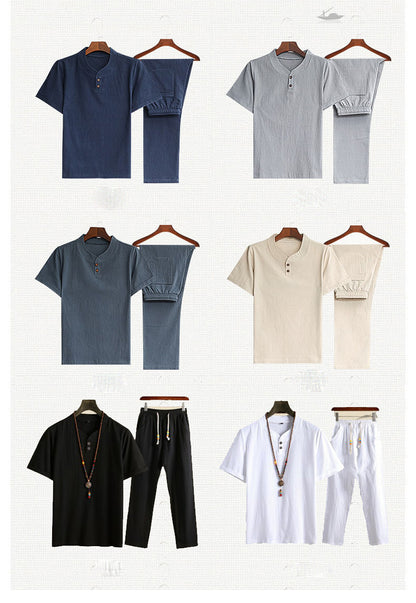 🥼👖【M-5XL】【Topy + Spodnie】Nowy modny, swobodny męski dwuczęściowy garnitur✅Luźny✅Wygodny✅Oddychający