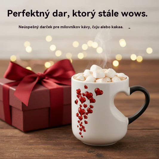 📢📢50% zľava!!! ⏰ Valentínsky keramický hrnček s rúčkou v tvare srdca, ktorá mení farbu💝✨