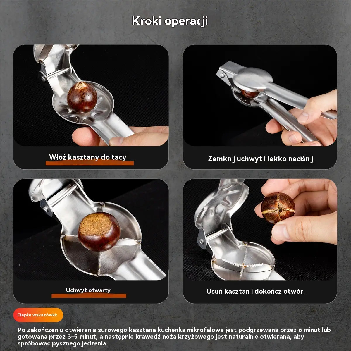 🌰【Kup jeden, a drugi dostaniesz gratis】Otwieracz do skorup kasztanowca z klipsem, otwierany jednym przyciskiem, nie musisz się martwić o zranienie dłoni!