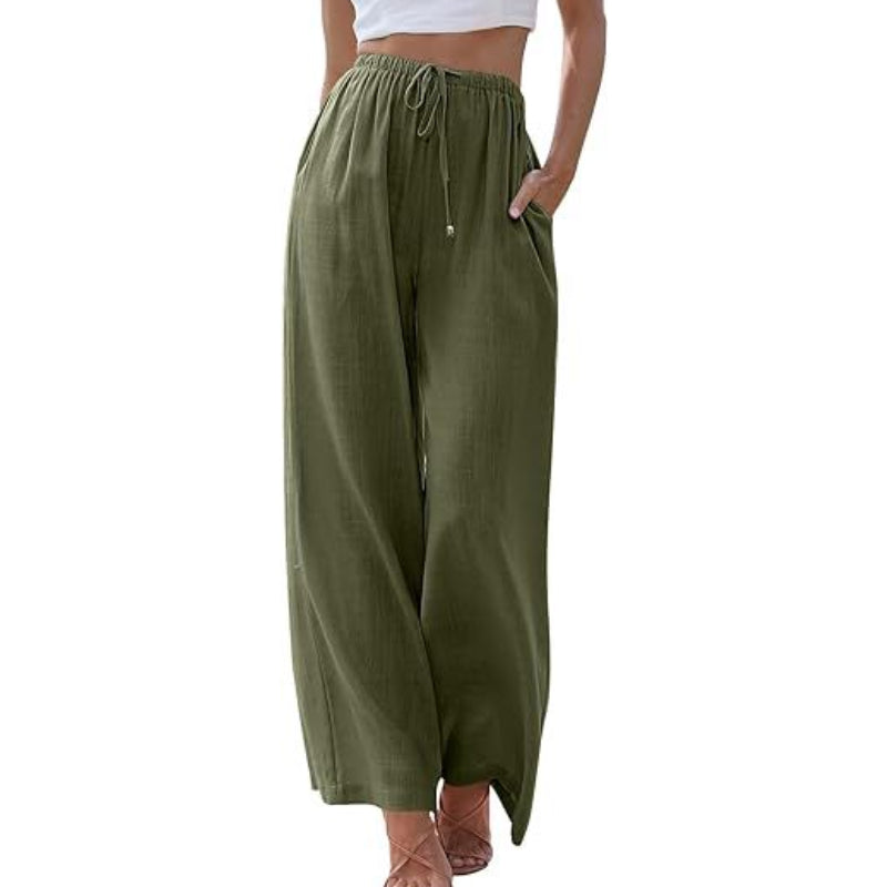 ✅Pago contra reembolso - (S-5XL) 2026 nuevos pantalones anchos de algodón y lino para mujer - transpirables y frescos