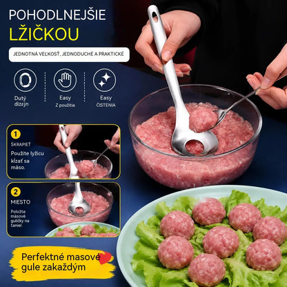 🍖 【Sada 3 kusov】Forma na mäsové guľky z nehrdzavejúcej ocele 304 – ideálna na výrobu mäsových a rybích guľôčok, perfektná na domáce varenie 🥄