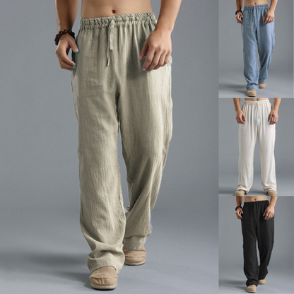 🌿 50% de descuento🔥 Pantalones casuales de lino para hombre en tallas grandes, holgados y transpirables ✅️Pago contra entrega