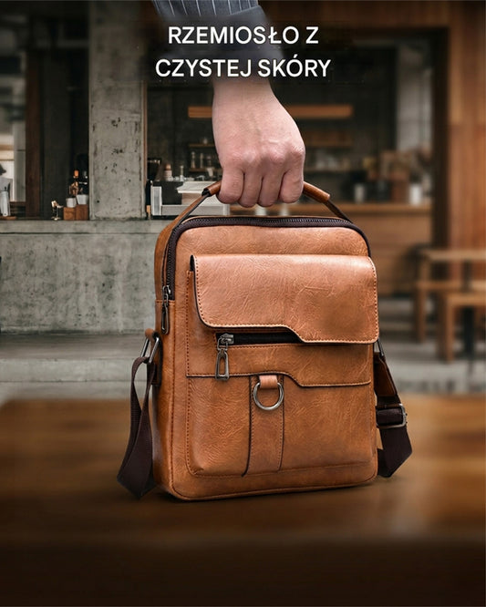 👜 50% zniżki🔥 Stylowa, codzienna męska torba ze skóry naturalnej o dużej pojemności ✅️Płatność przy odbiorze