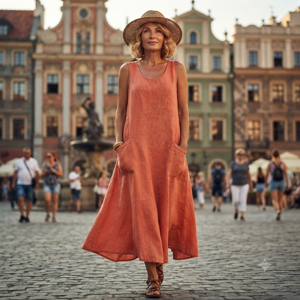 🌈👗【S-5XL】2026 Letnia, nowa, elegancka, jednokolorowa sukienka bez rękawów z okrągłym dekoltem, wykonana z bawełny i lnu.