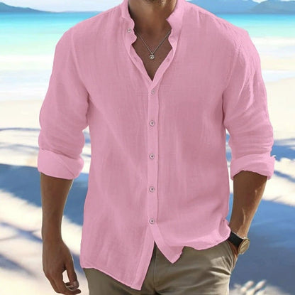 🔥【50% de descuento】🔥【M–5XL】Camisa de hombre transpirable de algodón y lino: cómoda, ligera y de corte holgado.