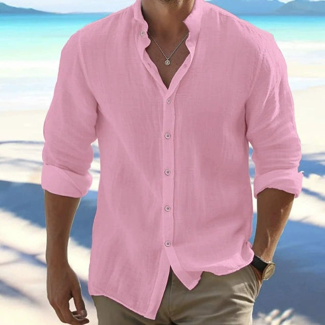 🔥【M–5XL】Camisa de hombre transpirable de algodón y lino: cómoda, ligera y de corte holgado.