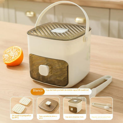50%OFF🧊 Máquina de hielo portátil | Con tapa y recipiente para almacenar hielo (hace 48 cubitos de hielo a la vez)