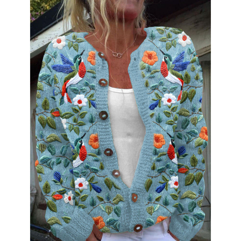 🔥🌷【50% zniżki✨】【S-5XL】Nowy zimowy damski sweter kardigan w stylu retro z eleganckim nadrukiem