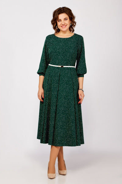 🤩【S-5XL】🍁2024 zimowa nowa wysokiej jakości modna i elegancka zielona sukienka w kropki-3842114