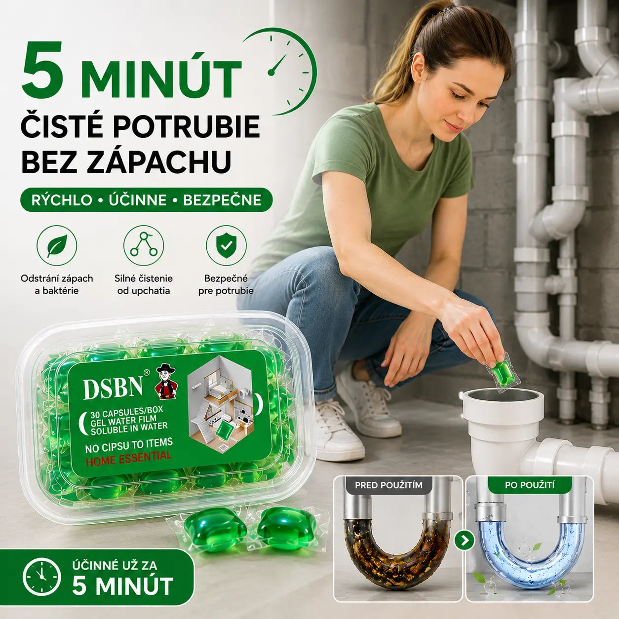 2 škatule (spolu 100 tabliet)🏠💧Deodoračné kapsuly Drain – bioenzýmové zloženie neutralizuje pachy priamo pri ich zdroji.