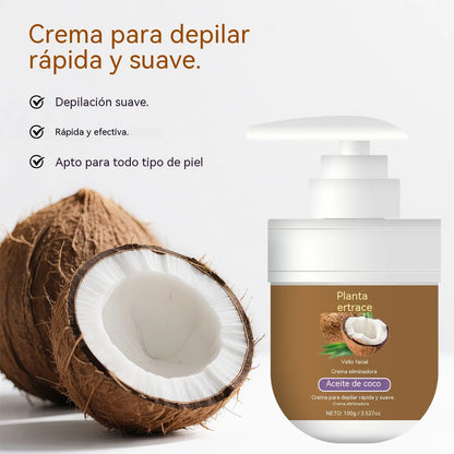 🔥🌷【Oferta especial✨】Crema depilatoria facial y labial con aceite de coco: suave y no irritante