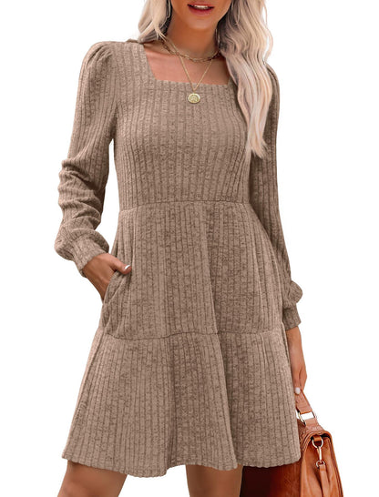 🔥🔥【S-2XL】2024 nowa zimowa modna damska dzianinowa sukienka wewnętrzna, delikatna i elegancka-3801532