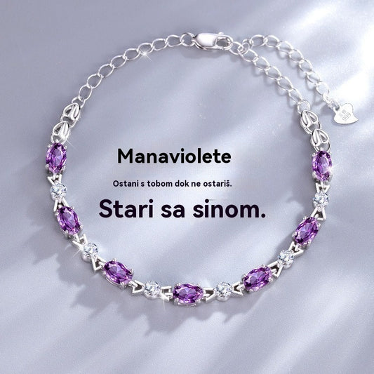 💞✨💜Elegantna, minimalistička, nišna ametist srebrna narukvica