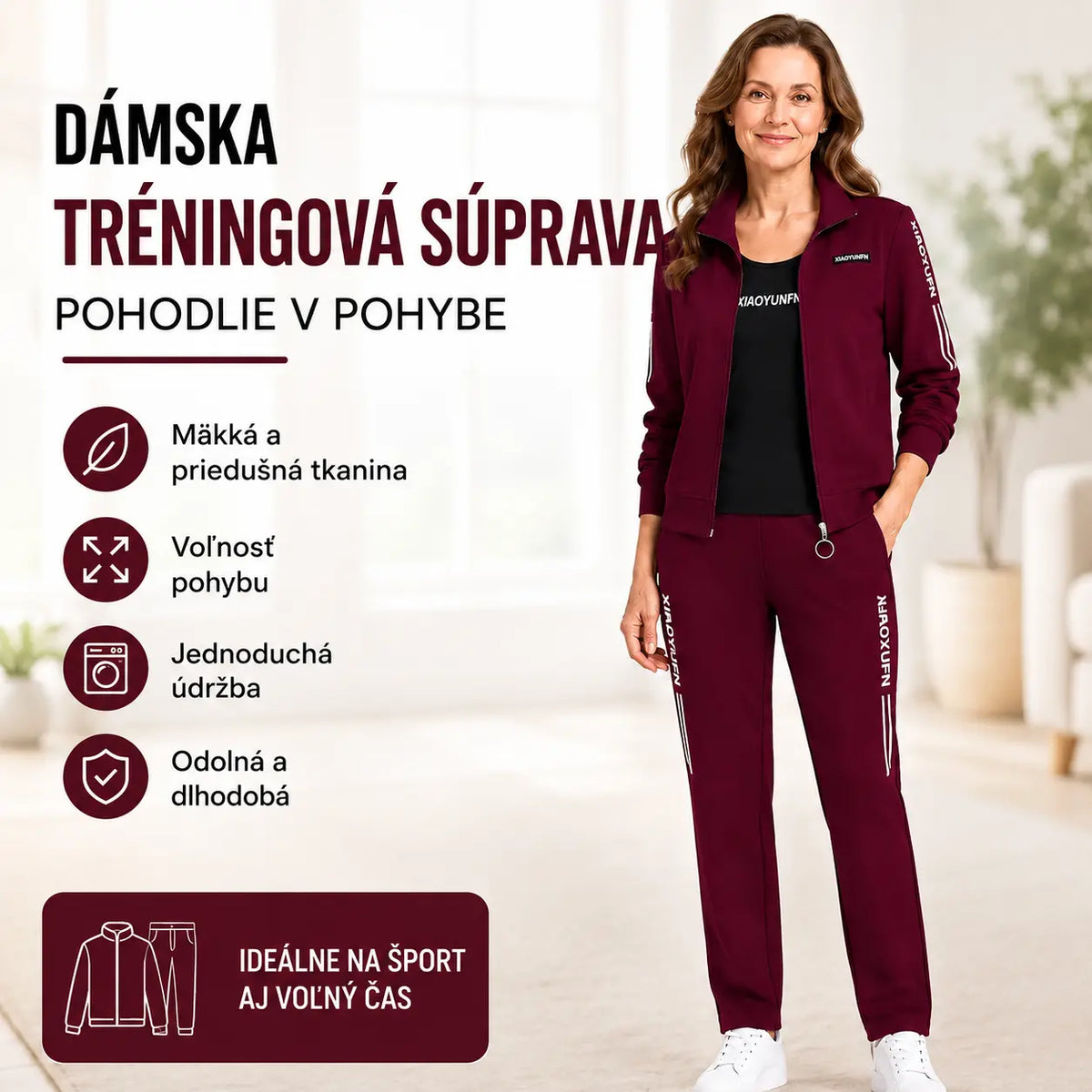 🔥💕【M-6XL】Dámsky elegantný trojdielny športový overal (bunda na zips + tričko + nohavice)! ✨