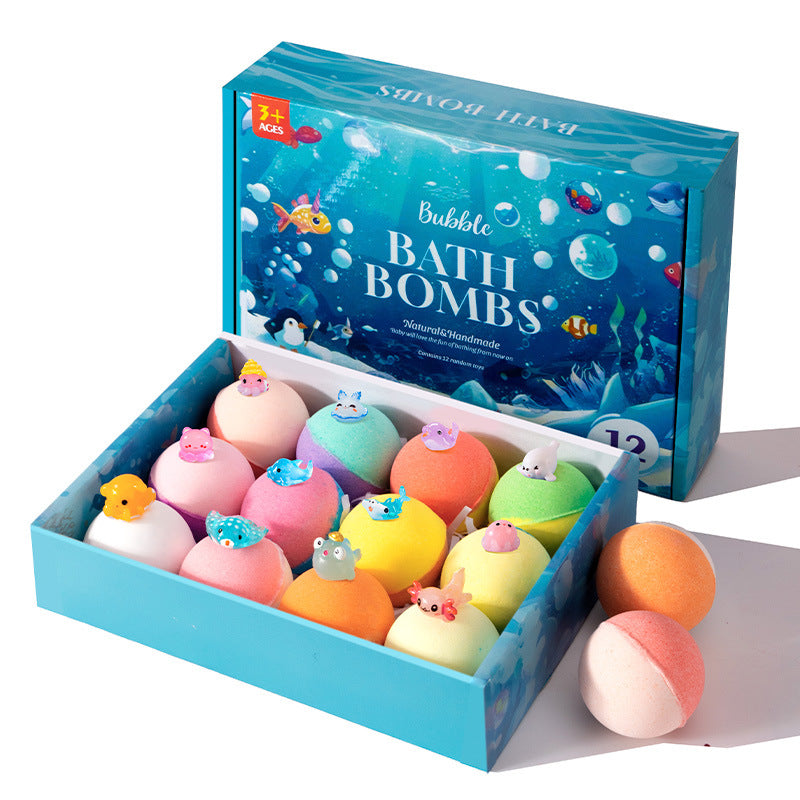 🛀💕12 piezas de bolas de sales de baño con forma de animales marinos (50 g/bola) para niños.