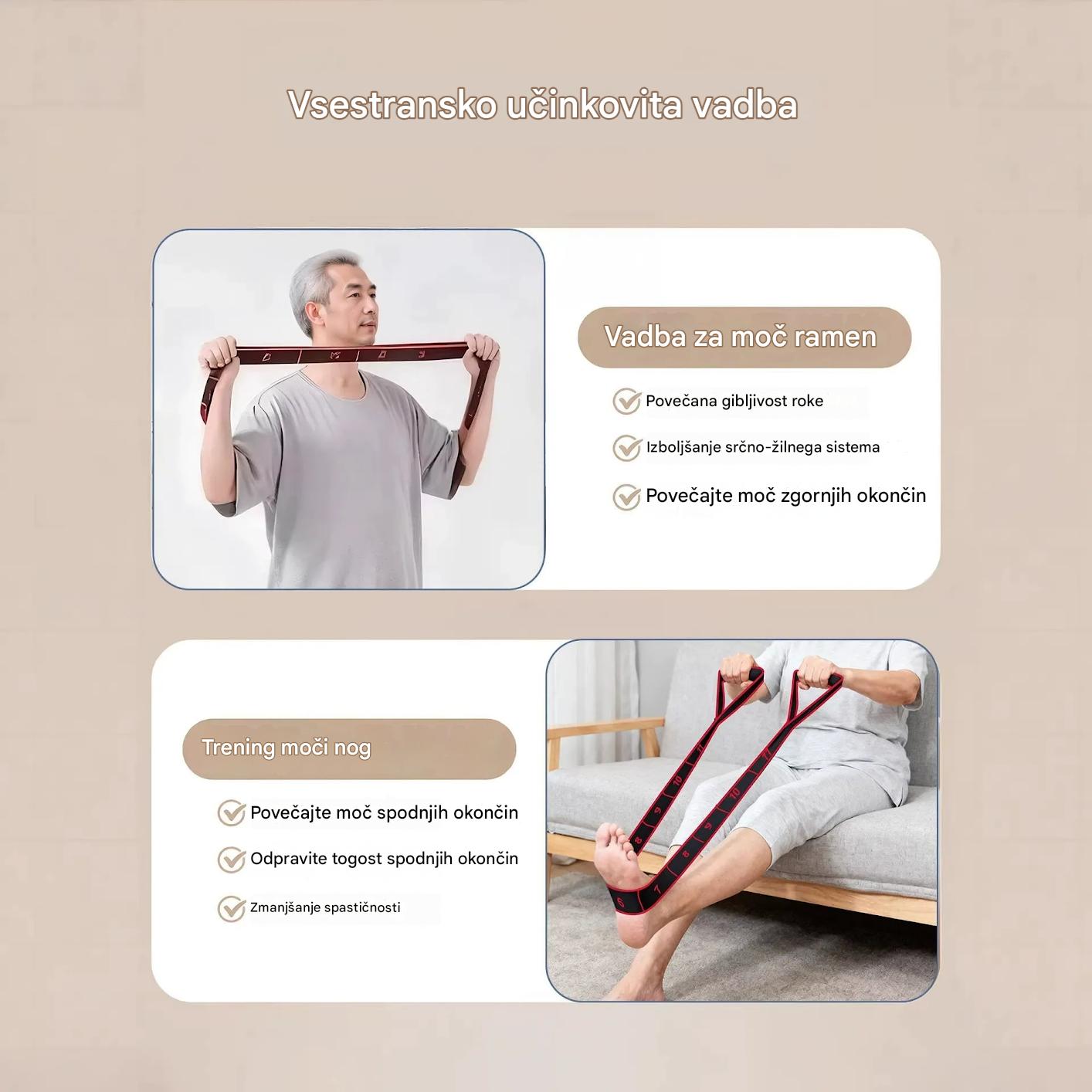 🦵🔥【Kupite 1, dobite 1 gratis】🔥Elastični trak za krepitev mišic, raztezanje nog in elastičen trak za ljudi srednjih let in starejših.