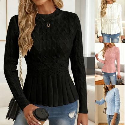 🎀🌟【Plaćanje pouzećem】【S-2XL】💗Nova retro pletena haljina dugih rukava s okruglim izrezom, uskog kroja, plisiranog gornjeg dijela, ističe ženstveni šarm.