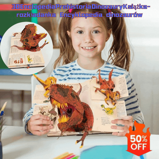 🔥🐱‍🐉【50% zniżki】📕 Encyklopedia dinozaurów 3D, książka z wyskakującymi dinozaurami prehistorycznymi