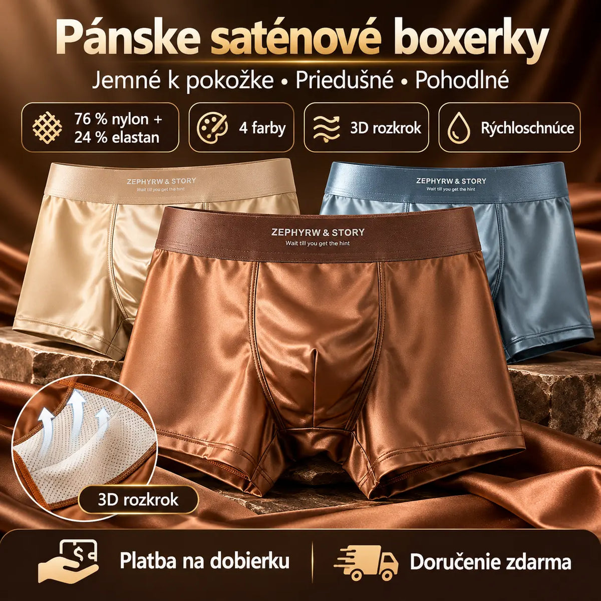 🔥😎【Balenie 6 kusov】Nové pánske boxerky z ľadového hodvábu, vysoko kvalitná látka, mäkké a pohodlné