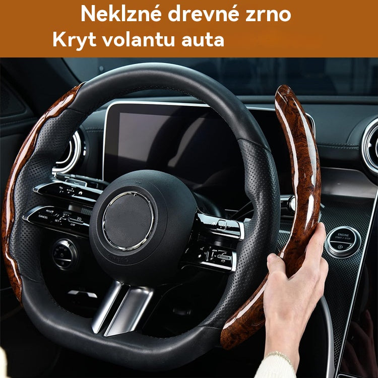 🚗【1 sada 3 kusů 】👍👍Dřevěný protiskluzový kryt na volant auta