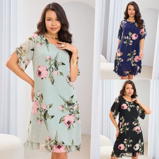 💥💐【50% zniżki】【S-5XL】Elegancka sukienka z nadrukiem