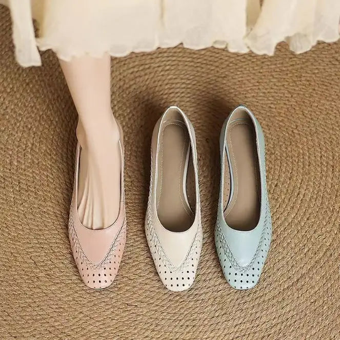 👡【Novedad 2026, oferta por tiempo limitado al 50%】 pantofi cu toc gros și talpă moale, stil franțuzesc, cu decupaje aerisite